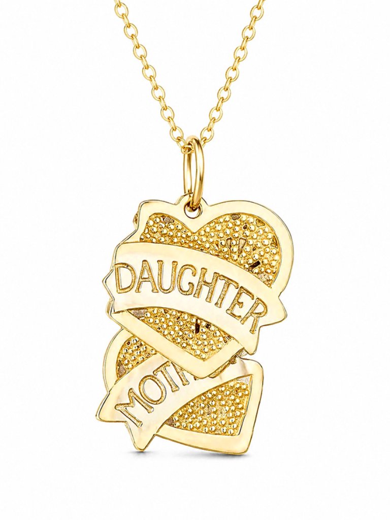 Mother  Daughter Pendant 14k Solid Yellow Gold